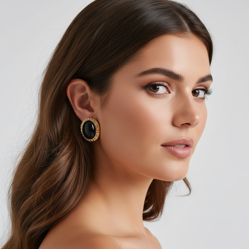 Eloise Earrings - Black/Gold