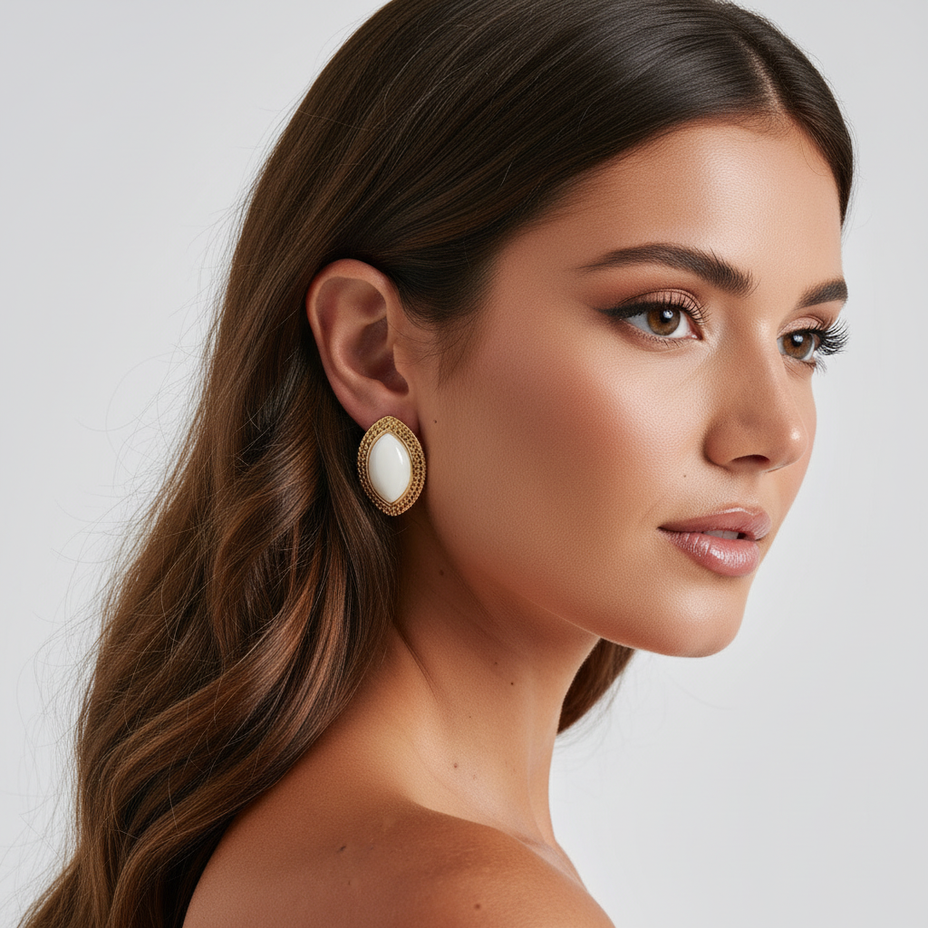 Azra Earrings - Ivory/Gold