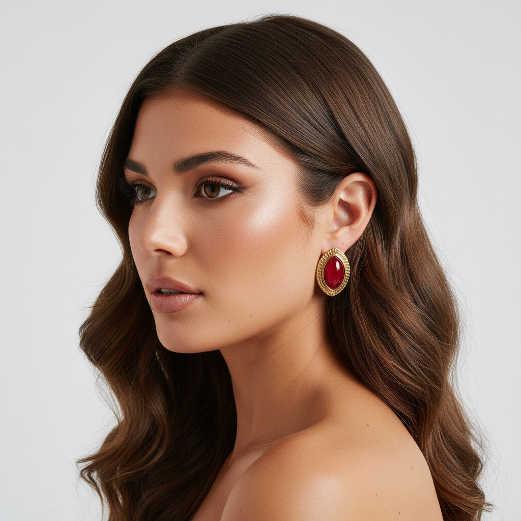 Azra Earrings - Red/Gold