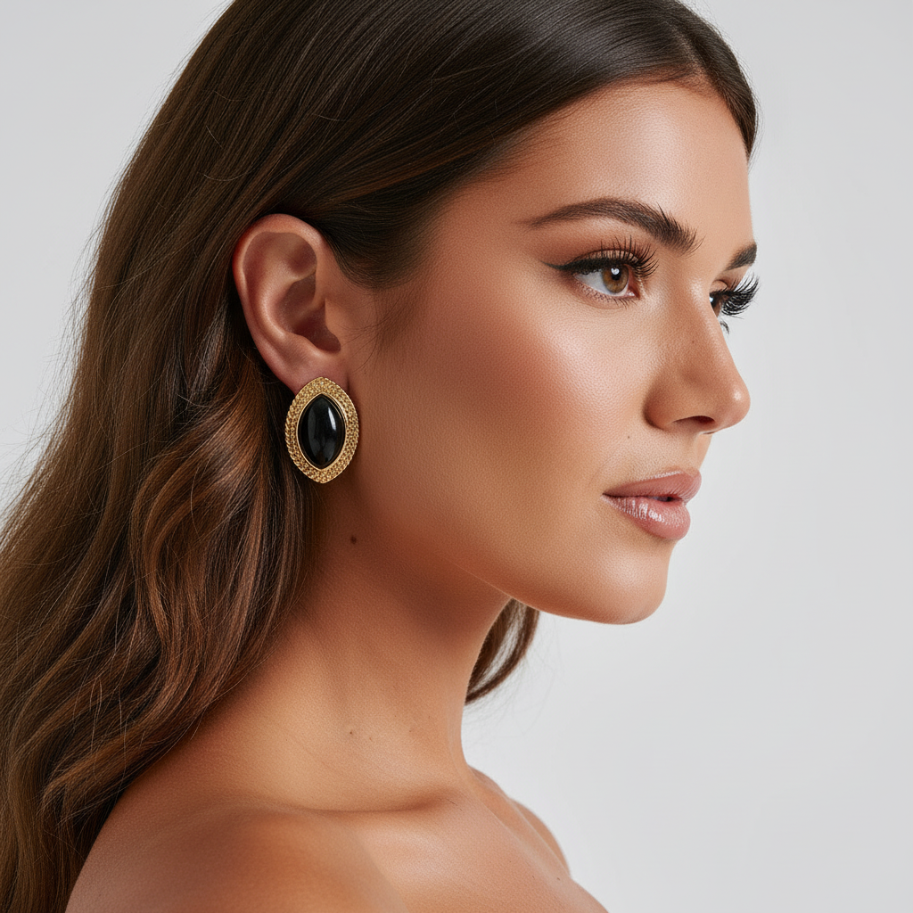 Azra Earrings - Black/Gold